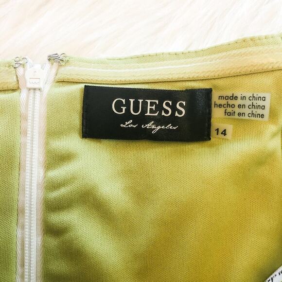 Guess Strapless Neon Green and Lace Dress Size 14 - Picture 2 of 8